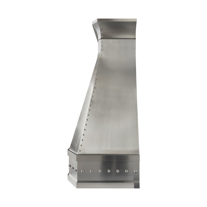 RHM Brushed Stainless Steel Range Hood with Rivets and Clipped Corners SH3-CC05