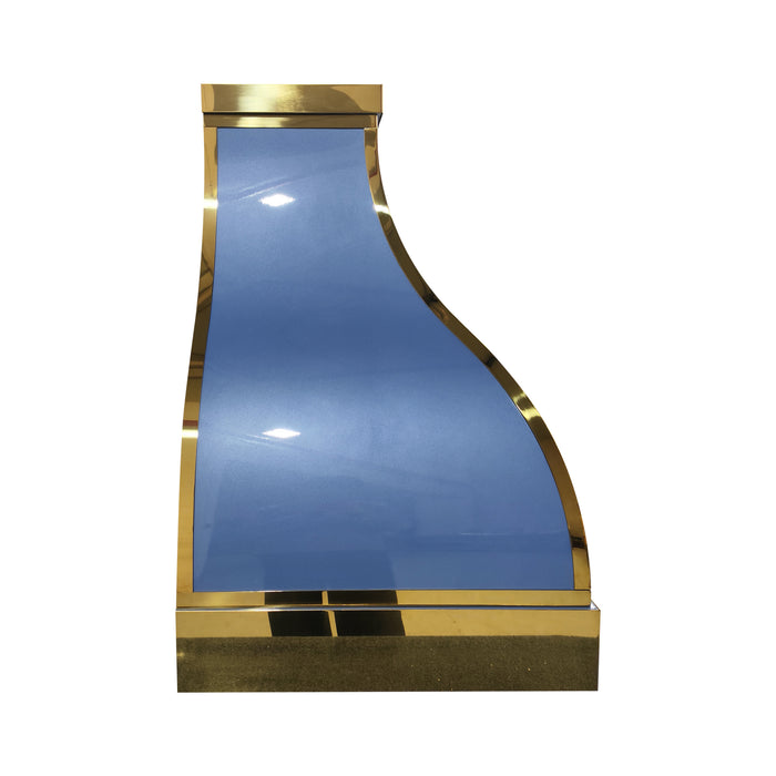 RHM California Seashore Blue Range Hood with Polished Brass Trim SH1-BU01