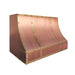 copper range hood in nature copper with brass straps sloped design at RangeHoodMaster