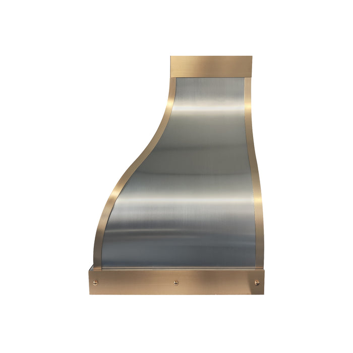 rangehoodmaster stainless steel range hood with brass accents