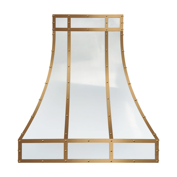 RHM Curved Stainless Steel Custom Range Hood with Brass Bands SH35-Y7G