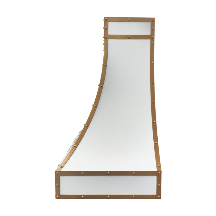 RHM Curved Stainless Steel Custom Range Hood with Brass Bands SH35-Y7G