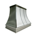 curved stainless steel range hood with mirror-like polished stainless steel straps and apron at RangeHoodMaster