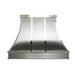 curved stainless steel range hood with mirror-like polished stainless steel straps and apron at RangeHoodMaster