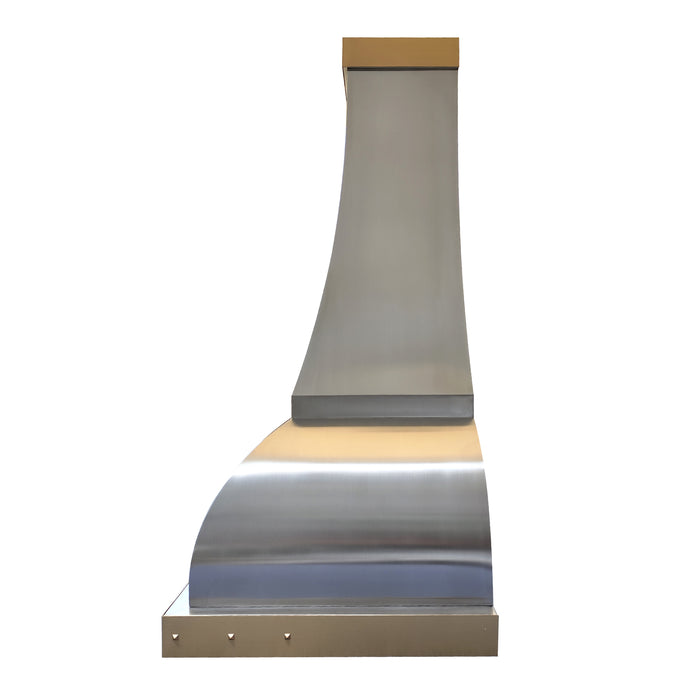 RHM Curved Stainless Steel Range Hood with Brushed  Brass Straps 54"W x 24"D x 54"H H1-2TRM (In Stock)