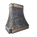 weathered blacken stainless steel custom range hoods with antique brushed brass straps and rivets modern curve shape at rangehoodmaster