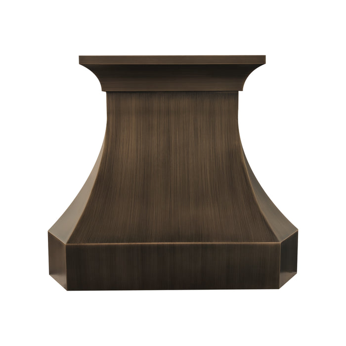 Vintage Patterned Antique Brass Range Hood Handcrafted for Transitional Kitchen