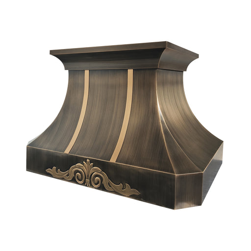Luxury Custom Antique Brass Range Hood Decorative Pattern Kitchen Vent Hood