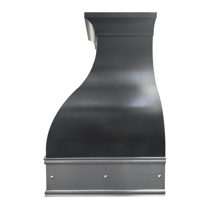 RHM Custom Black Stainless Steel Modern Bell Range Hood with Stainless Apron SH1-BM3S