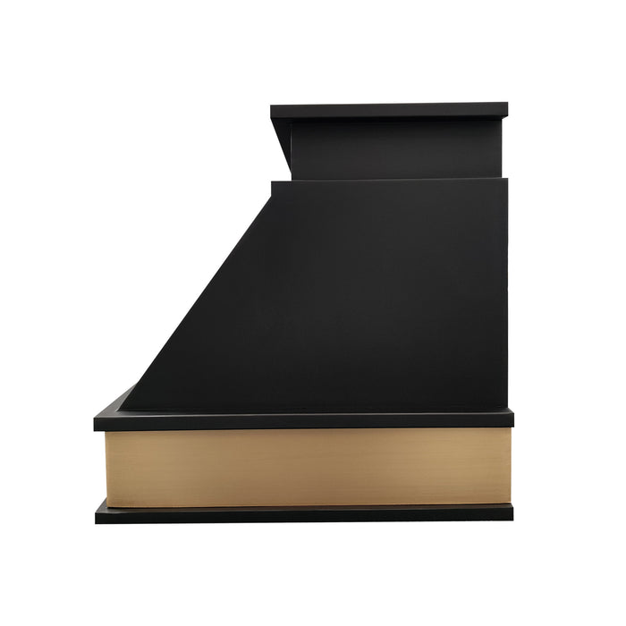 RHM Custom Black Stove Hood in Trims and Golden Apron SH11-ST1A