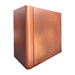 Custom handcrafted box copper range hood with concave panels for luxury kitchen