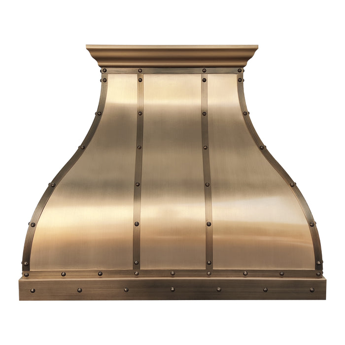 RHM Custom Brass Range Hood with Rivets SH1-C4BT-2