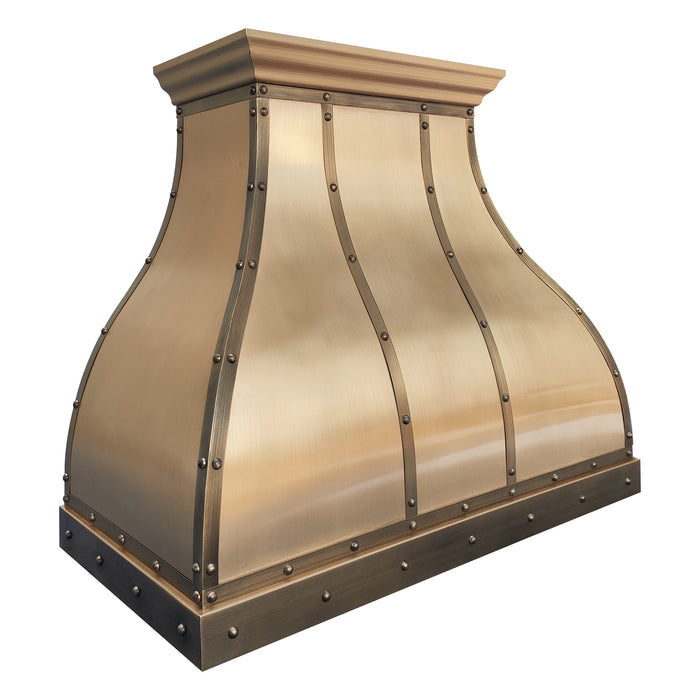 RHM Custom Brass Range Hood with Rivets SH1-C4BT-2