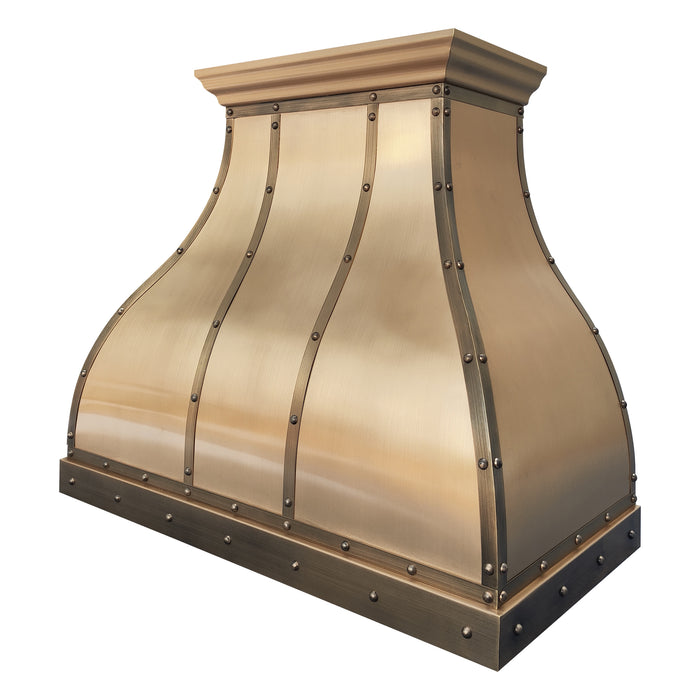 RHM Custom Brass Range Hood with Rivets SH1-C4BT-2