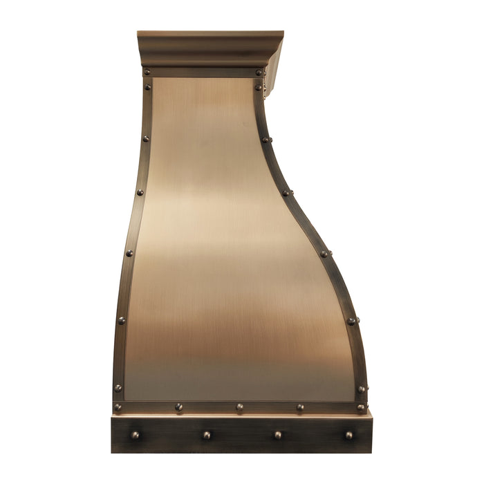 RHM Custom Brass Range Hood with Rivets SH1-C4BT-2