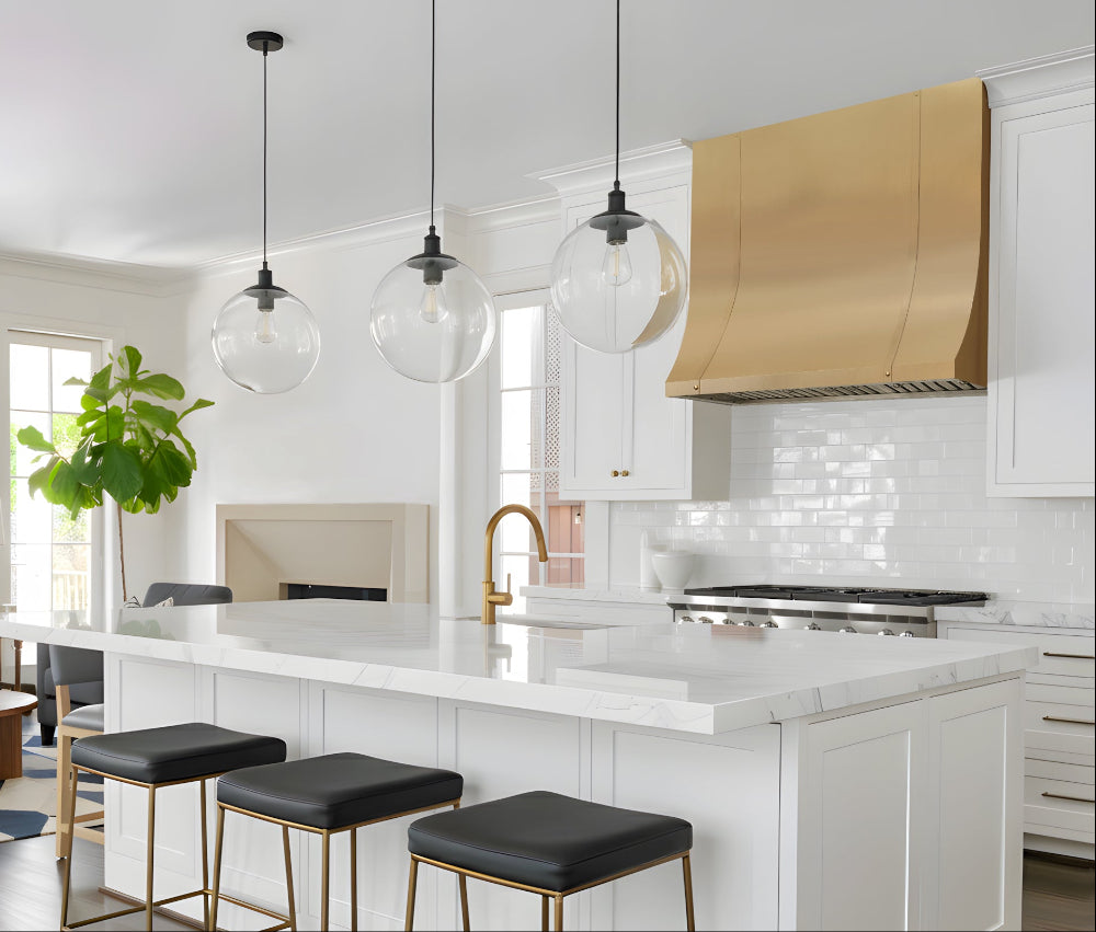 RHM Custom Brass Stove Hood Elegant Slope Design with Straps SH8-CB11 ...