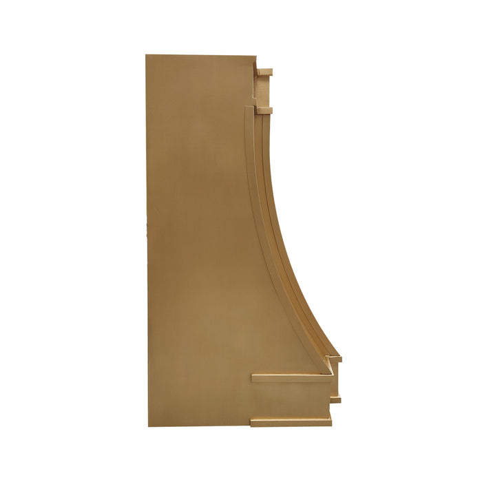 RHM Custom Brushed Brass Stove Hood Modern Curve SH33-8T-BR