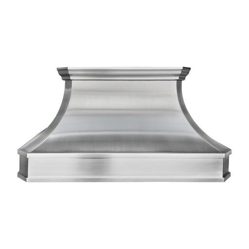 custom brushed stainless steel range hood simple classic curved design with crown molding at rangehoodmaster