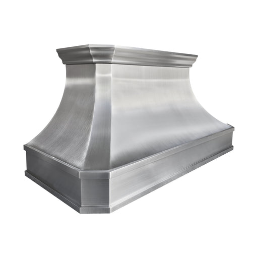 custom brushed stainless steel range hood simple classic curved design with crown molding at rangehoodmaster