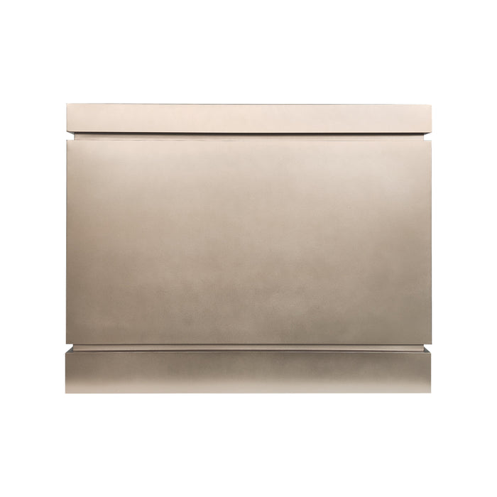 Custom champagne gold painted box range hood with handcrafted metal finish made of stainless steel at rangehoodamster