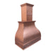 custom copper range hood in natural copper color with chimney extension design and hand hammered pattern at rangehoodmaster