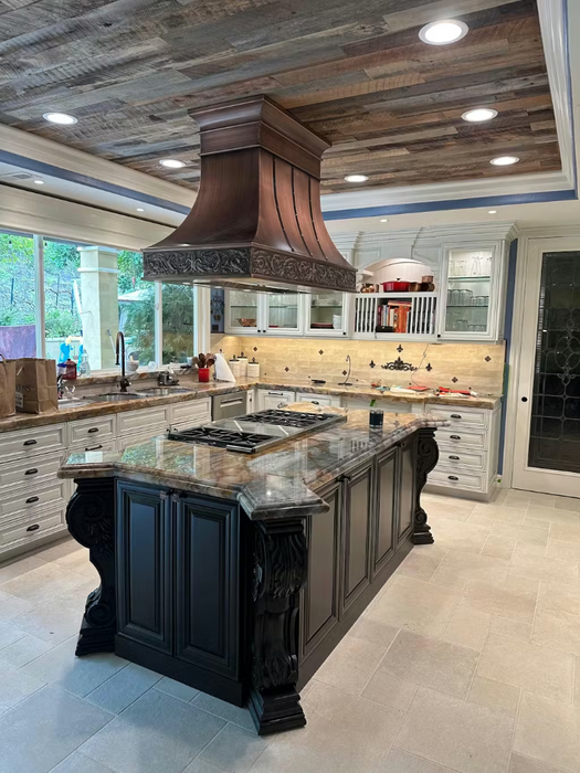 Farmhouse island copper range hood handcrafted by RangeHoodMaster
Custom copper stove hood for kitchen island
Luxury farmhouse copper vent hood with artisan finish
Handcrafted island copper range hood with rustic character
Custom copper kitchen hood for farmhouse and transitional homes