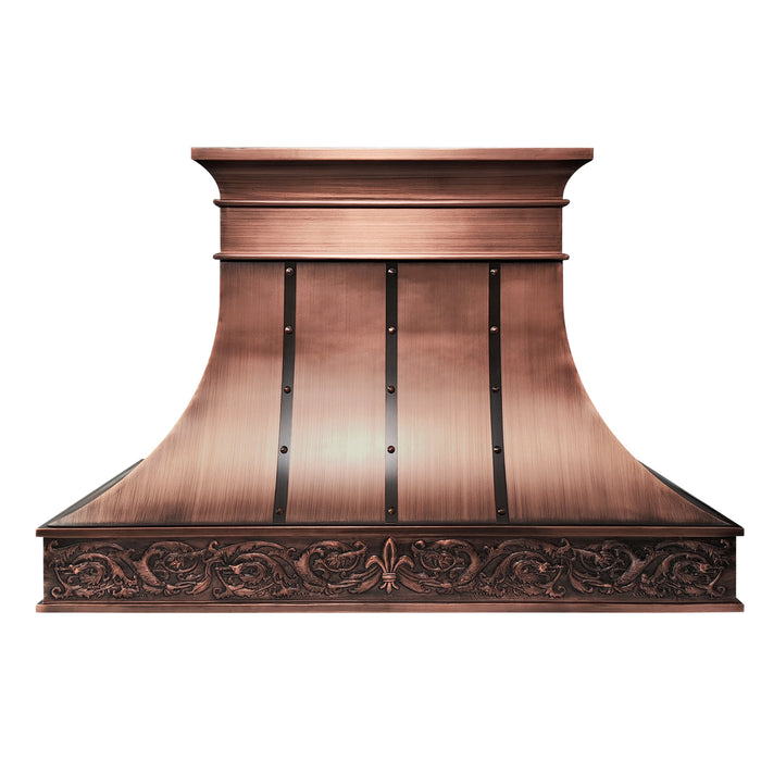 Farmhouse island copper range hood handcrafted by RangeHoodMaster
Custom copper stove hood for kitchen island
Luxury farmhouse copper vent hood with artisan finish
Handcrafted island copper range hood with rustic character
Custom copper kitchen hood for farmhouse and transitional homes
