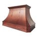 Handcrafted fired copper curved custom range hood for luxury kitchen in USA