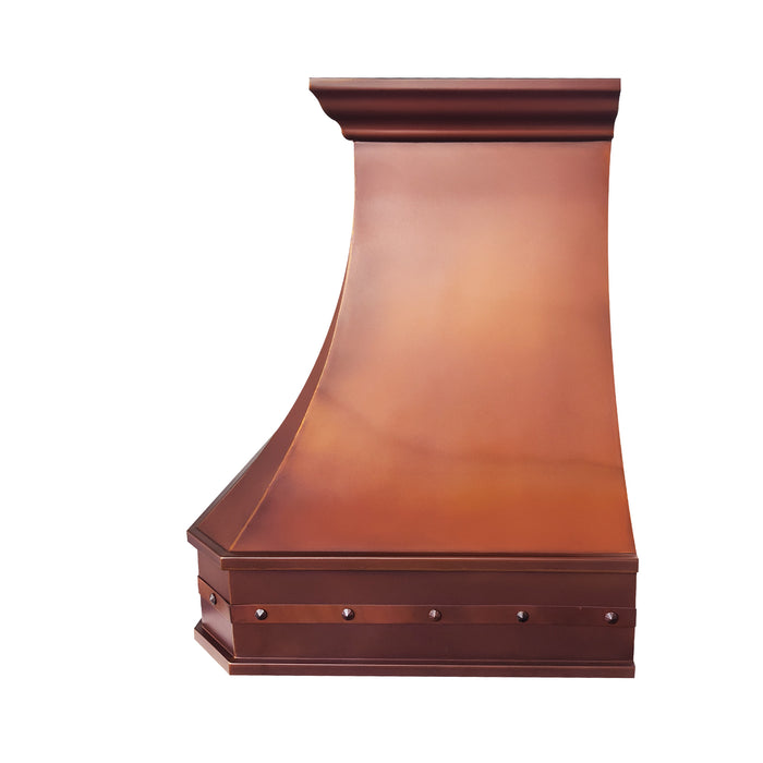 RHM Custom Fired Copper Range Hood Classic Curved Shape CT-VH03-FR