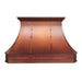 Handcrafted fired copper curved custom range hood for luxury kitchen in USA