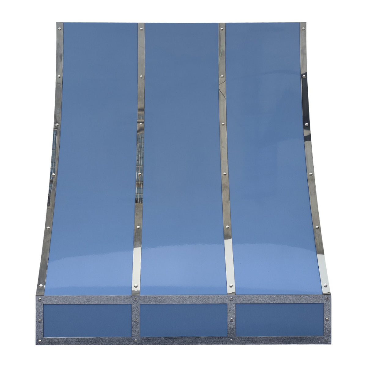 RHM Custom Glossy Blue Stainless Steel Range Hood with Polished Silver ...