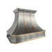 Custom hammered stainless steel curved range hood for luxury kitchen design