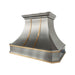Custom hammered stainless steel curved range hood for luxury kitchen design