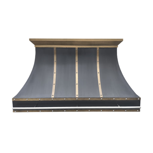 Custom Metal Range Hood Black Stainless Steel with Brass Trims SH7-C3TRB