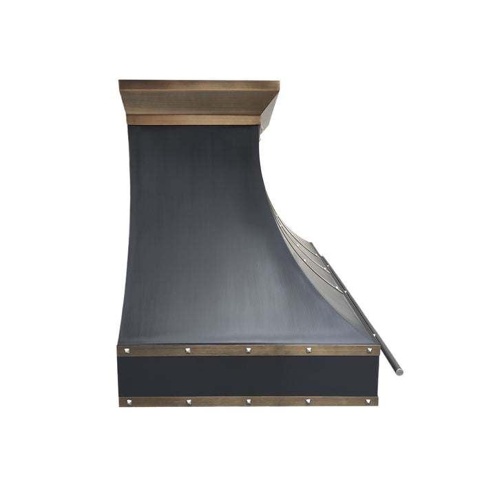 RHM Custom Metal Range Hood Black Stainless Steel with Brass Trims SH7-C3TRBL