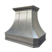 custom zinc range hood non-directional natural zinc finish with brass rivets at RangeHoodMaster