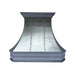 custom zinc range hood non-directional natural zinc finish with brass rivets at RangeHoodMaster