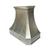 Non-directional stainless steel range hood curve shape with brushed stainless steel straps and rivets