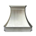 Non-directional stainless steel range hood curve shape with brushed stainless steel straps and rivets