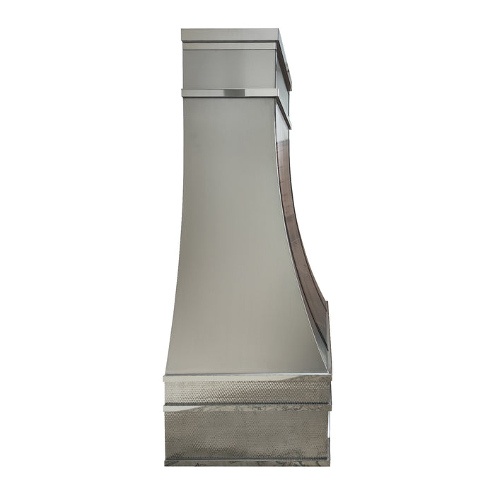 RHM Custom Sleek Stainles Steel Range Hood with Oval Pattern Apron SH7-DE-1