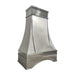 custom designer stainless steel range hood in sleek modern brushed stainless steel with polished straps and custom oval pattern at rangehoodmaster
