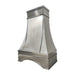 custom designer stainless steel range hood in sleek modern brushed stainless steel with polished straps and custom oval pattern at rangehoodmaster
