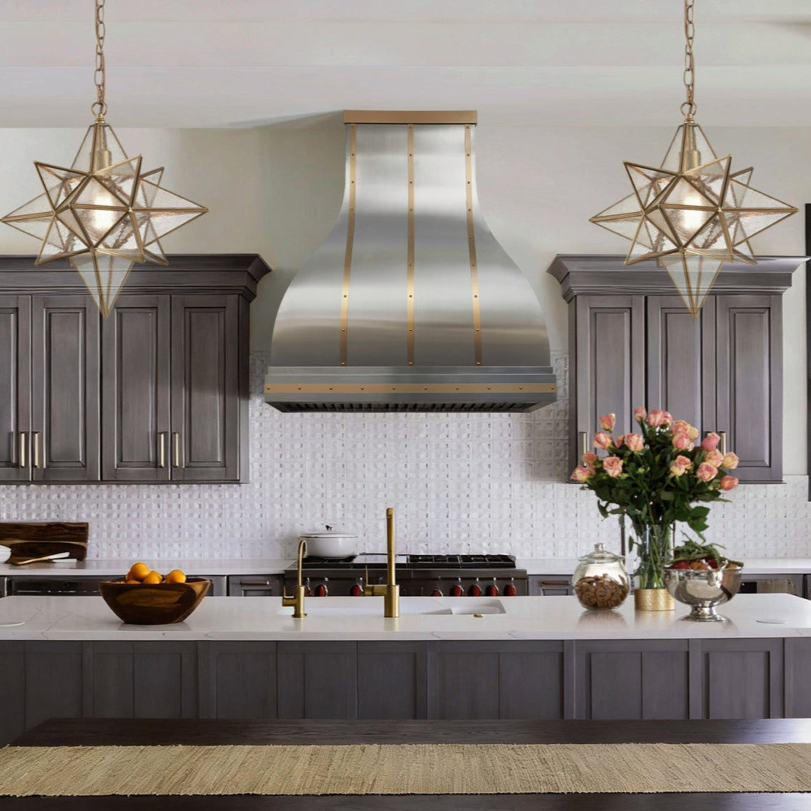 RHM Custom Stainless Hood Classic Bell Shape with Brass Accents SH1-B5 ...