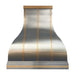 stainless steel range hood custom bell design with brushed brass straps and rivets
