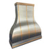 stainless steel range hood custom bell design with brushed brass straps and rivets