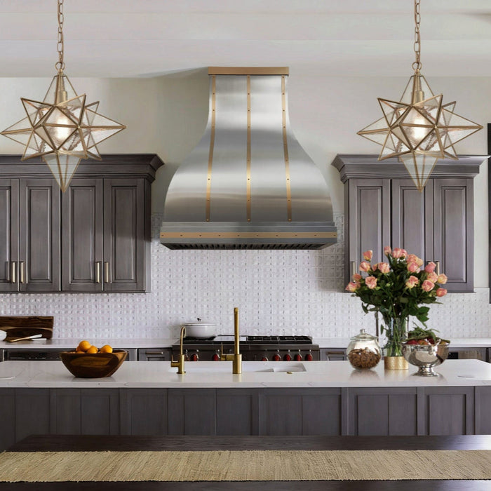 RHM Custom Stainless Hood Classic Bell Shape with Brass Accents SH1-B5A1