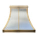 custom brushed stianless steel range hood curved shape with custom brushed brass straps and crown at rangehoodmaster