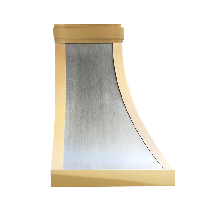 RHM Custom Stainless Steel Range Hood Clasic Curve with Brass Straps SH7-M1BR