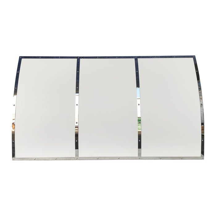 custom stainless steel range hood barrel shape with matte white finish and polished stainless steel straps and rivets at RangeHoodMaster