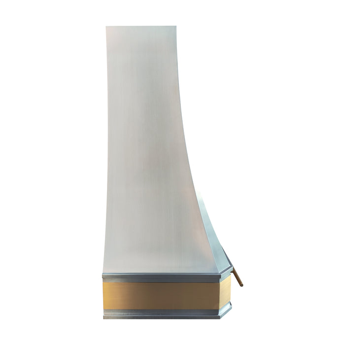 RHM Custom Stainless Steel Range Hood with Brushed Brass Apron SH3-3TRB